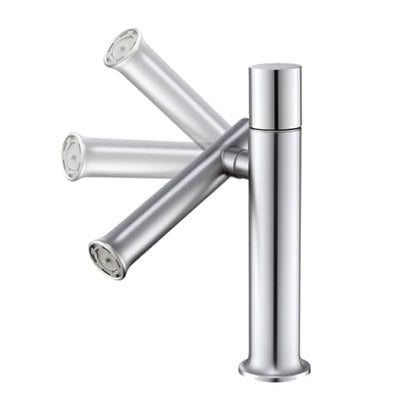 360° Rotatable Bathroom Sink Faucet, Bathroom Faucets 1 Hole 2 Water Outlet Modes, Single Handle Bathroom Faucets with Hot and Cold Hoses - color: Nickel