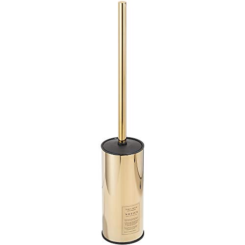 Freestanding Toilet Brush Holder for bathrooms 304 Stainless Steel Toilet Brush Stand Round Storage and Organization Rust Resistant 18-inch high Polished Gold Finished - color: 18-inch Round High Polished Gold