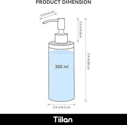Countertop Hand Soap Dispenser, Refillable Stainless Steel Soap Pump Bottle for Bathroom & Kitchen, Free Standing - 300ml, Bronze - color: Bronze