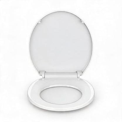 White Elongated Toilet Seat with Slow-Close Lid, Durable Plastic Construction, Stain-Resistant Surface, Quick-Release Hinges & Easy-Clean Design for Fast Installation