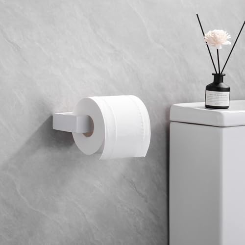 GERZWY 3-Piece Bathroom Accessory Set Stainless Steel Toilet Paper Holder Towel Ring Towel Hooks Wall Mount, White - color: White