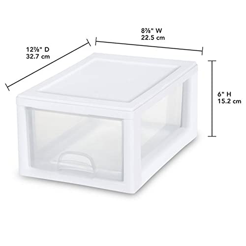 Sterilite Stacking Drawer Storage Organizer for Clothes, 6 Quart, 24-Pack | White Frame, Stackable Modular Clear Plastic Drawers & Containers for Clothing, Accessories, Craft Supplies, Shoes or Linens - size: 6 Quart, style: 24 Pack