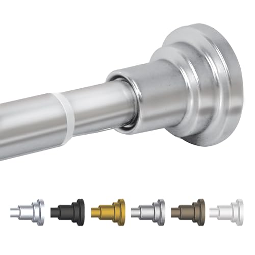 BLACK+DECKER Tension Shower Curtain Rod 42-72 Inch – Drill-Free Adjustable Curtain Rod, Rust-Resistant Stainless Steel Tension Curtain Rod for Shower, Bathroom, Window, Closet – 35 lb Capacity - color: Satin