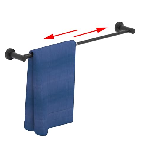 2 Pack Adjustable Towel Bar, HOMOTEK Economical Bathroom Towel Holders, Towel Rod Size from 12 Inch to 22 Inch Single Towel Racks, Wall Mount Towel Rail, Hanger Towel Hook for Kitchen(Matte Black) - color: Economical-matte Black, size: 2 Pack