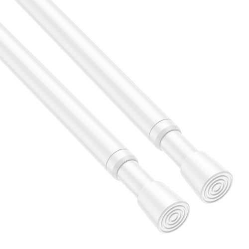 2 Pack Spring Tension Rod, Adjustable 33-59 Inch No Drill, White | 5/8 Inch Diameter Spring Loaded Extendable Tension Curtain Rod, Fits Windows Kitchen Doorway Closet Cupboard - color: White, size: 33-59IN-2P