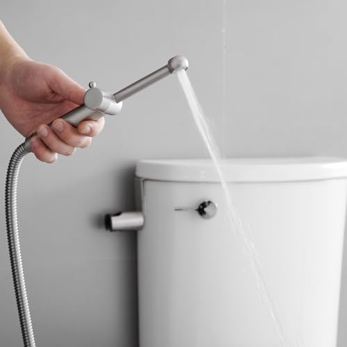 Brushed Nickel Bidet Sprayer Set,Handheld Bidet Taps | Attachment for Toilet,Solid Brass,Adjustable Water Pressure,Multi-use Sprayer for Feminine Care,Cloth Diaper & Pet Washing - color: Brushed Nickel