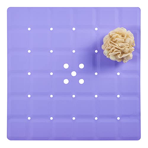 Webos Shower Mat for Textured Surface：Silicone Non Slip Shower Mat Without Suction Cups Foldable - Square Bath Mat for Reglazed Tub Textured Shower Floor (Purple, 21x21) - color: Purple