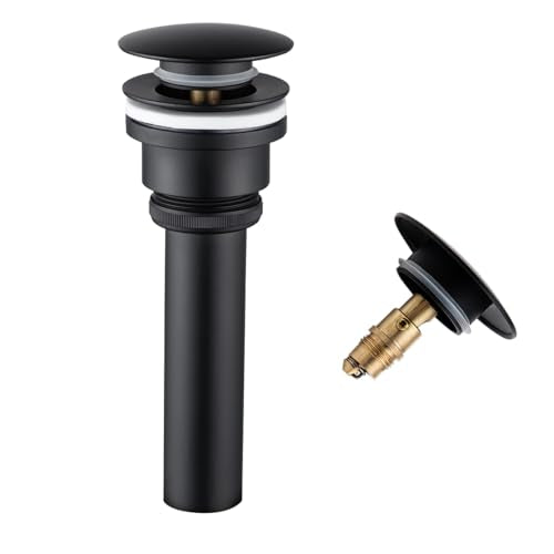 Dual Use Pop Up Drain Stopper, Bathroom Vanity Vessel Sink Stopper, Matte Black, for Basin with or Without Overflow Hole - color: Matte Black