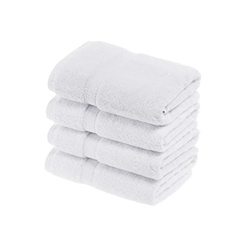 SUPERIOR Egyptian Cotton Plush & Absorbent, Hand Towel Set of 4, White | Quick Dry, Soft Luxury Towel Set, Bath Essentials for Bathroom, Guest Bath, Spa, 4 Piece Set, Madeline Towels - color: White, size: Hand Towel 4-Pack