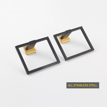GERZWY Bathroom Hand Towel Holder Stainless Steel Towel Ring for Bath Kitchen Garage Wall Mounted (Black & Gold) JG1916-2BD - color: Black & Gold