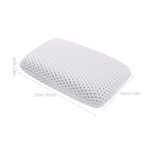 HOMSFOU 2pcs Non-Slip Foam Bath Pillow Suction Cups for Neck and Back Support, White and Gray Bathtub Headrest Cushions for Spa, Shower, Hotel, and Swimming Pool Use