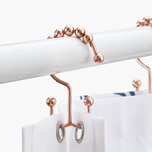 Shower Curtain Hooks, Goowin Shower Curtain Rings, Stainless Steel Shower Curtain Hooks Rust Proof Free Sliding Double Shower Hooks for Curtain, Shower Curtains & Liners (Rose Gold) - color: Rose Gold