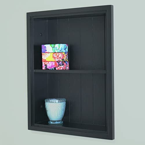 14x18 Sloane Recessed Wall Niche Medicine Cabinet Replacement, in The Wall Bathroom Cabinet Insert Shelf/Shelves, Made in North America, Real Wood, NO MDF, Black Beadboard Back - color: Black, size: 14x18