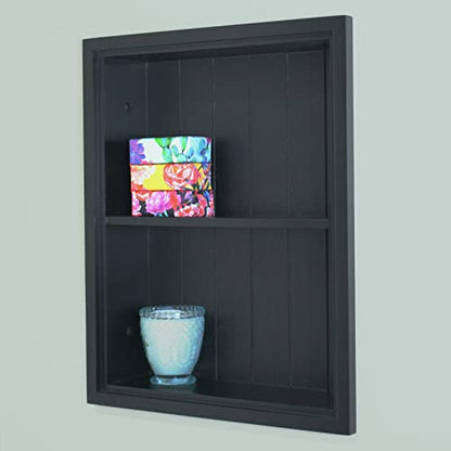 14x18 Sloane Recessed Wall Niche Medicine Cabinet Replacement, in The Wall Bathroom Cabinet Insert Shelf/Shelves, Made in North America, Real Wood, NO MDF, Black Beadboard Back - color: Black, size: 14x18