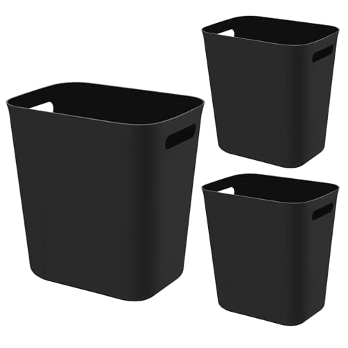 Plastic Small Bathroom Trash Can Wastebasket, 3.5 Gallon, Black, 3 Pack | Compact Sturdy Garbage Can for Bathroom, Laundry Room, Kitchen, Office, Kids Room, Dorm, Durable, Easy to Clean - color: Black, size: 3.5 Gallon/3 Pack