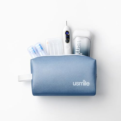 usmile Travel Case for Electric Toothbrush & Water Flosser – Water-Resistant PU Leather Hanging Toiletry Bag, Fits C10, C30, P10S, Y10PRO, Y20PRO, Ideal for Travel, Gym & School(Blue) - color: Blue