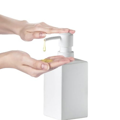 Lotion Dispenser Matte Soap Dispenser Ceramic Lotion for Bathroom Countertop Dish Soap Pump - color: Matte White, size: Square