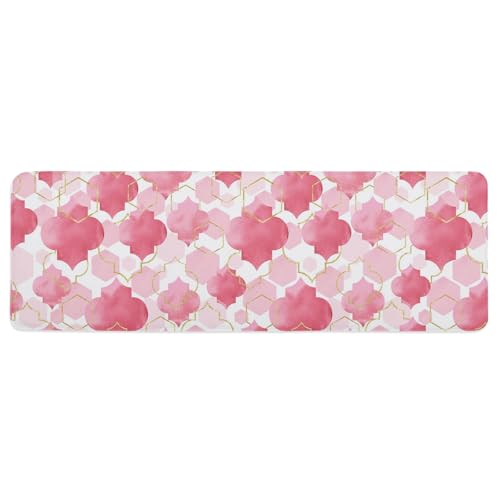 Libaoge Modern Geometric Kitchen Mat Rug 1 PCS Abstract Pink Ombre Runner Rug Anti-Fatigue Comfort Memory Foam Standing Mat Non-Slip Floor Door Mat for Bathroom Bedroom 18x47in - color: Light Pink, size: 1'6" x 3'11" (Rectangular)