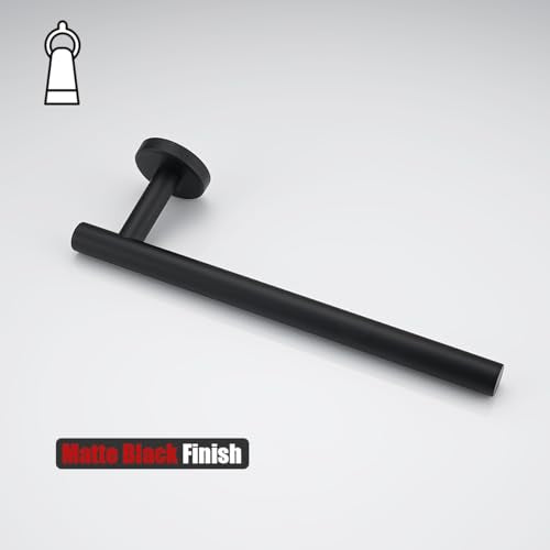 JQK Hand Towel Holder Towel Ring Black, 10 Inch Thicken 0.8mm 304 Stainless Steel Bathroom Hand Towel Bar, 9 Inch Useable Length Wall Mount Towel Rack Hanger, Matte Black, THH110L9-PB - color: Matte Black