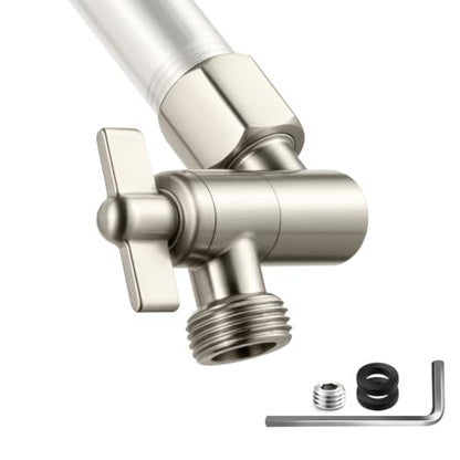 OFFO Shower Head Extension Arm, 2.4 in Shower Extension Arm with Locking Nut, Adjustable Height and Angle Shower Arm, Universal G1/2 Connector for Fixed and Handheld ShowerHead, Brushed Nickel - color: Brushed Nickel, style: 2.4 in