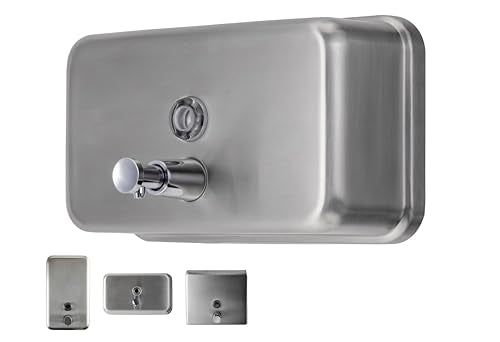 Horizontal Commercial Soap Dispenser Wall Mount, 304 Stainless Steel & Solid Brass Pump Core, Hand Soap Dispenser with Corrosion-Proof Lining for Bathrooms & Kitchens, 37oz/1100ml ADA Compliant - style: Horizontal