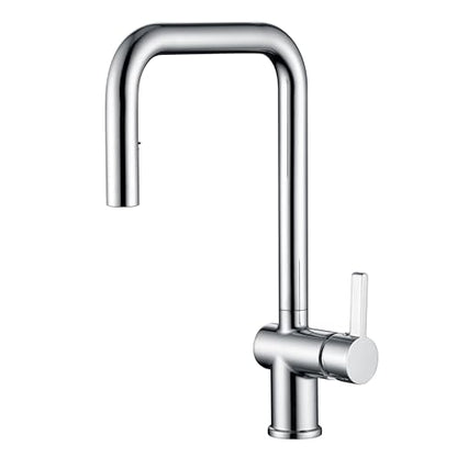 SUMERAIN Kitchen Faucet with Pull Down Sprayer, Chrome Finish | Stainless Steel, Single Hole, Dual Spray Modes, Modern, 360° Swivel Spout, Easy Installation - color: Chrome