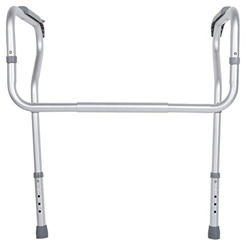 Luocute Toilet Safety Rail, Toilet Safety Frame Adjustable Height & Width Aluminum Alloy Supports 220lb with Non Slip Handles for Elderly Disabled