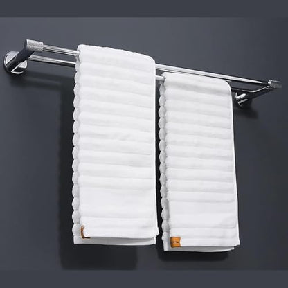 24-Inch Double Towel Bar,304 Stainless Steel, Chrome Finish & Stylish Knurled for Home, Hotel,& Apartment, Upgrade to a Premium Modern Bathroom - color: Chrome