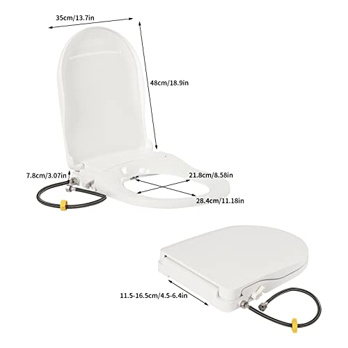 D-shaped Non Electric Bidet Toilet Seat, Non Electric Swash Ecoseat Elongated Comfort Fit Toilet Seat Bidet Attachment for Elongated Toilets, Dual Nozzle System, 18.9 * 13.7 * 3.07in