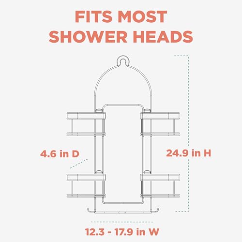 Zenna Home Expanding Shower Caddy, Rust-Resistant, Chrome with Brushed Accents - color: Chrome With Brushed Nickel Accents