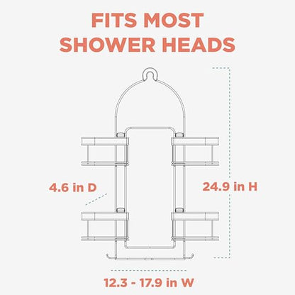 Zenna Home Expanding Shower Caddy, Rust-Resistant, Chrome with Brushed Accents - color: Chrome With Brushed Nickel Accents