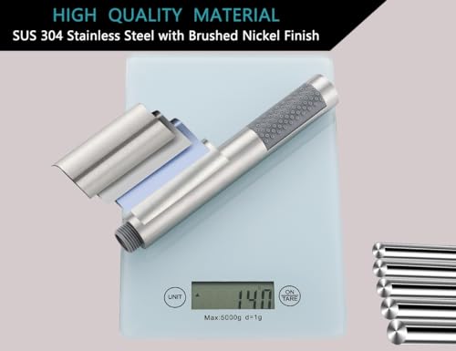 3-Piece Handheld Shower Wand with Long Hose – Brushed Nickel | Complete Shower Head Set with Bracket – Perfect for RV, Dog Bath & Full-Body Rinse. 79" Extra Long Hose. Easy Install. - style: 1 Function