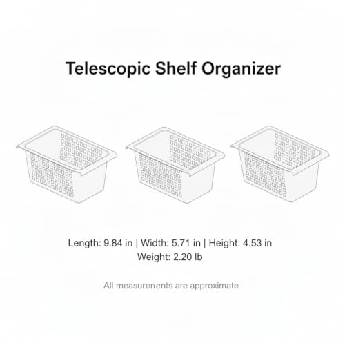 Telescopic Shelf Organizer, Adjustable Stainless Steel Cabinet Divider for Under Sink, Kitchen, Bathroom, and Closet Storage - size: 9.84 x 5.71 x 4.53 in