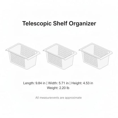 Telescopic Shelf Organizer, Adjustable Stainless Steel Cabinet Divider for Under Sink, Kitchen, Bathroom, and Closet Storage - size: 9.84 x 5.71 x 4.53 in