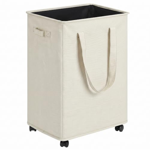 efluky Slim Laundry Hamper with Wheels, Rolling Laundry Basket for Clothes, Small Laundry Basket for Bedroom, Dorm and Laundry Room, 90L (19.8 Gallons) Beige - color: Beige, size: 90L