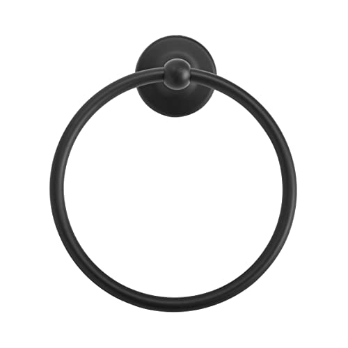 Amerock Wall Mounted Matte Black Towel Ring, Small Hand Towel Holder, Bathroom Accessories, Bath Hardware, Kitchen Towel Holder - color: Matte Black
