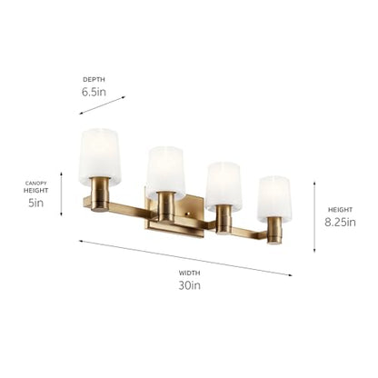 Kichler Adani 4-Light Bathroom Vanity Light, Champagne Bronze | Modern vanity light with opal glass for bathrooms and powder rooms (30" x 8.25"), 55177CPZ - color: Champagne Bronze, size: 30"