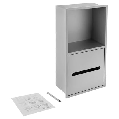 2 Tier Bathroom Wall Niche, Toilet Paper Holder with Shelf, Recessed Stainless Steel Organizer for Bathrooms, Living Rooms, Bedrooms, 8.54x4.92x16.54in (Silver) - color: Silver