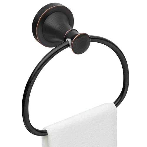 Bronze Bathroom Hand Towel Holder, ORB Towel Ring Holder, Wall Mounted Towel Rack Hanger Home Half Round Bathroom Hardware Accessory Modern - color: Bronze