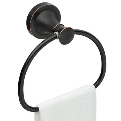 Bronze Bathroom Hand Towel Holder, ORB Towel Ring Holder, Wall Mounted Towel Rack Hanger Home Half Round Bathroom Hardware Accessory Modern - color: Bronze