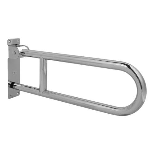 Marhynchus Flip Up Bathroom Grab Bar, Stainless Steel Wall Mount Toilet Handrails, 23.6 Inch Foldable Support Rail, 440 Lb Capacity, Space Saving for Elderly Seniors Disabled