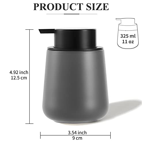 Bosilunlife 12Oz Ceramic Foam Soap Dispenser for Bathroom Kitchen Counter | Premium countertop foam pump creates delicate dense foam, stable desktop placement, Matte Grey - color: Matte Grey