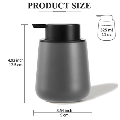 Bosilunlife 12Oz Ceramic Foam Soap Dispenser for Bathroom Kitchen Counter | Premium countertop foam pump creates delicate dense foam, stable desktop placement, Matte Grey - color: Matte Grey