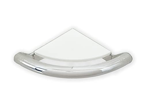 Corner Shower Shelf with Built-in Grab Bar – 2 in 1 Design | ADA Compliant Shower Shelf Corner Supports Up to 400 lb | Made of 304 Stainless Steel, Built for Heavy Duty Usage - color: Polished Chrome