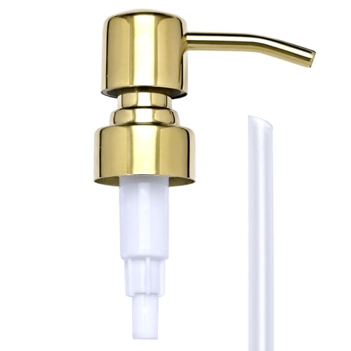 Gold Soap Dispenser Pump Replacement - Matte SUS 304 Rust Proof Stainless Steel Liquid Hand Soap and Lotion Dispenser Pumps Replacement for Regular Glass Mouth Bottles, Standard 28/400 Neck Size - color: Shiny-gold, size: 1pcs