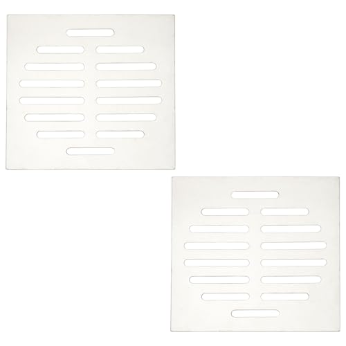 uxcell 2 Pcs Square Floor Drain Cover, Stainless Steel Shower Hair Catcher Drain Grate for Small Lawns, Bathroom Covers, Kitchen Floor Drains, Silver Tone(5 Inches) - size: 5 Inches