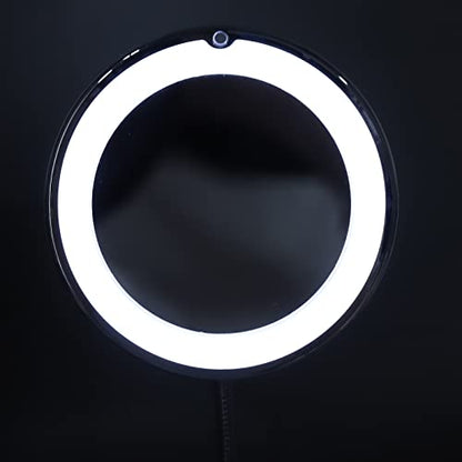 Asixxsix Lighted Makeup Mirror, 10X Magnification LED Fill Light Magnifying Mirror Vanity with Flexible Gooseneck for Bathroom Suction Cup Installation Portable Design