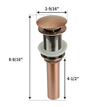 Copper Push Button Bathroom Sink Drain Stop & Pop Lavatory Stopper Without Overflow Bathroom Basin - color: Copper, style: Without Overflow