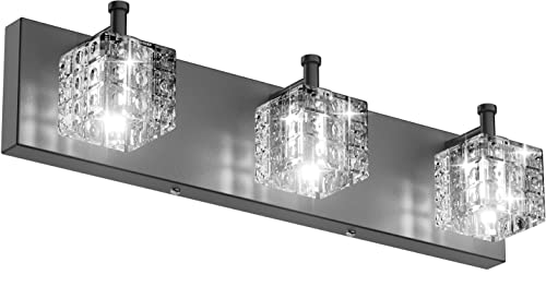Ralbay Black Vanity Light 3 Lights Modern Crystal Matte Black Bathroom Light Fixtures Modern Crystal Bathroom Vanity Light Fixtures - color: Black, size: 20 inch