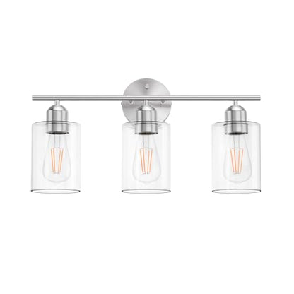 Bathroom Vanity Light Fixtures Brushed Nickel, 3 Lights Bathroom Over Mirror, UL Certified, Modern Wall Lighting Fixtures with Glass Shade, E26 Socket - color: Brushed Nickel, size: 3 Lights
